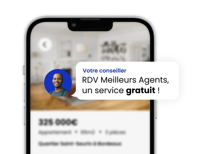 Smartphone avec conversation 'Meilleurs Agents'